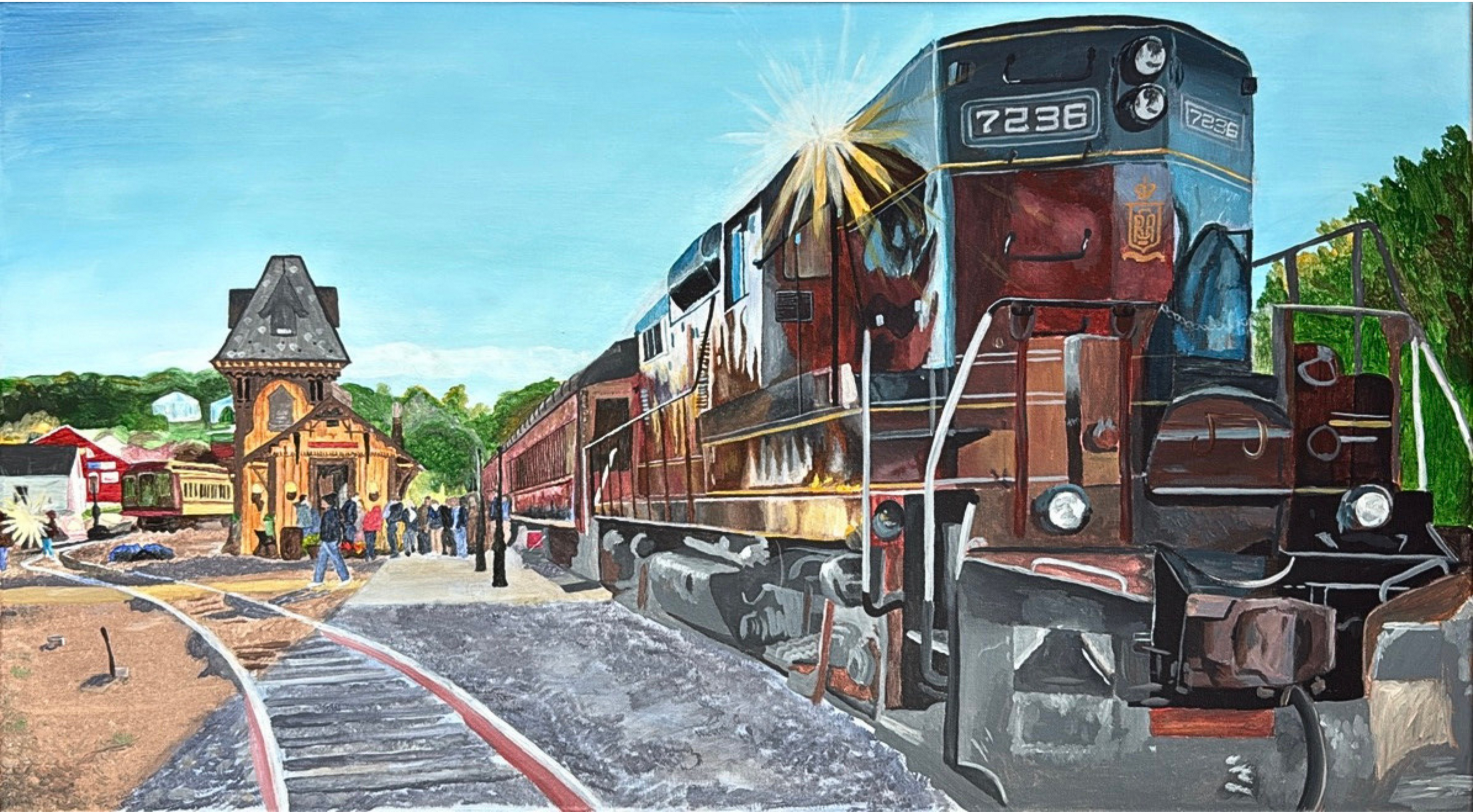 Colebrookdale Train Station Print – Historic Railroad Acrylic Painting – Art Print – Pennsylvania Train Wall Decor