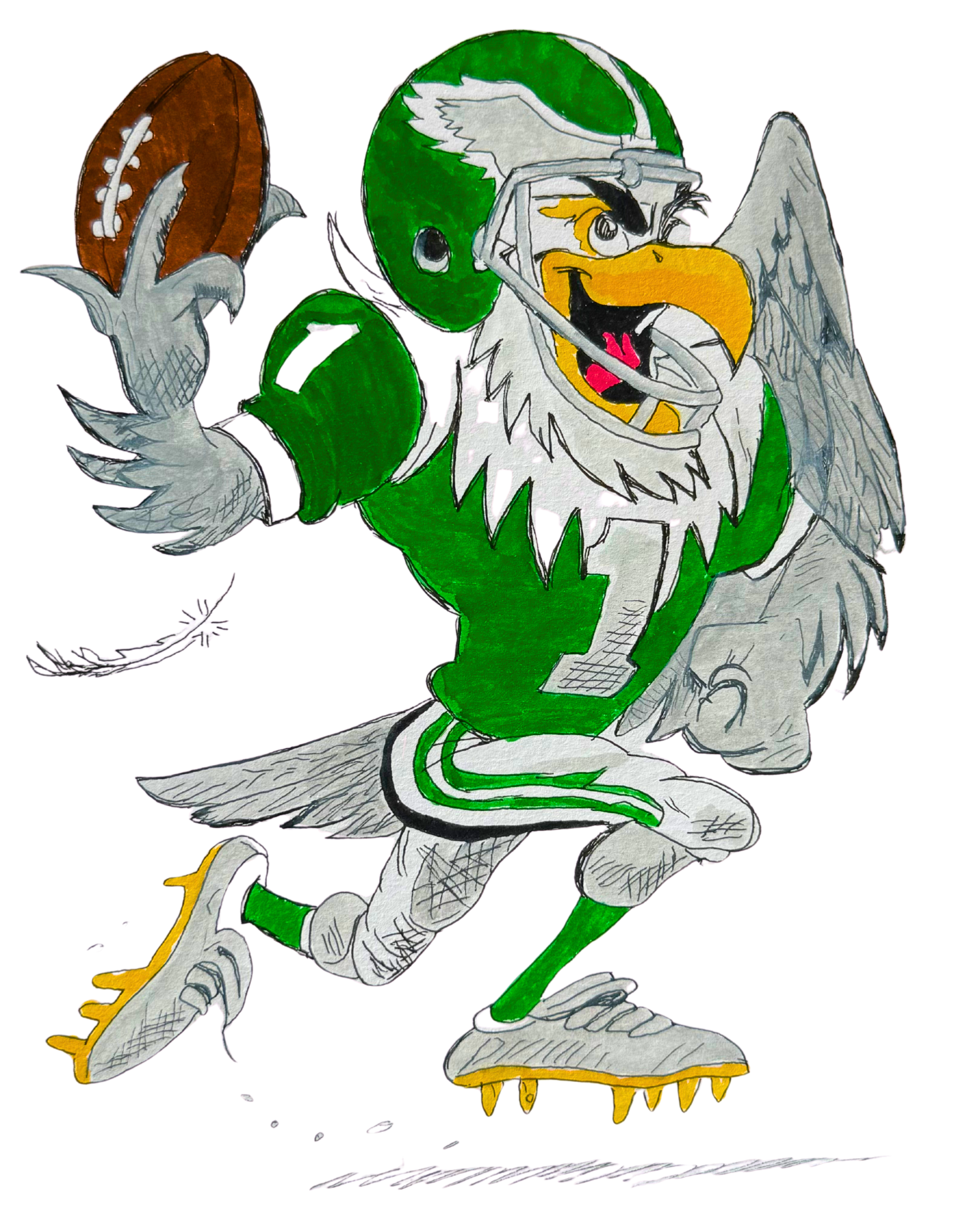 Philadelphia Eagles Cartoon Eagle Print