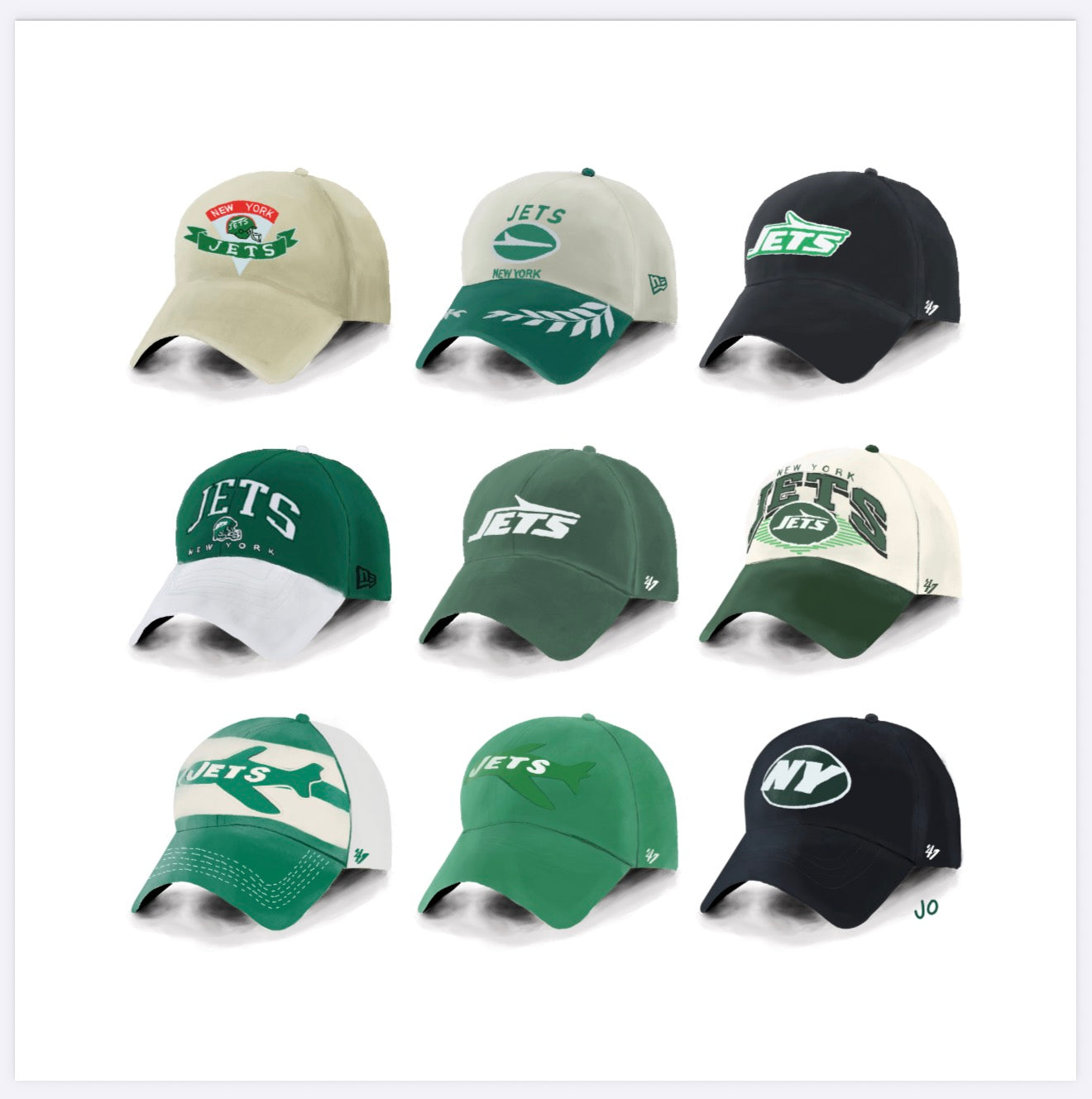Jets Hat Painting Print