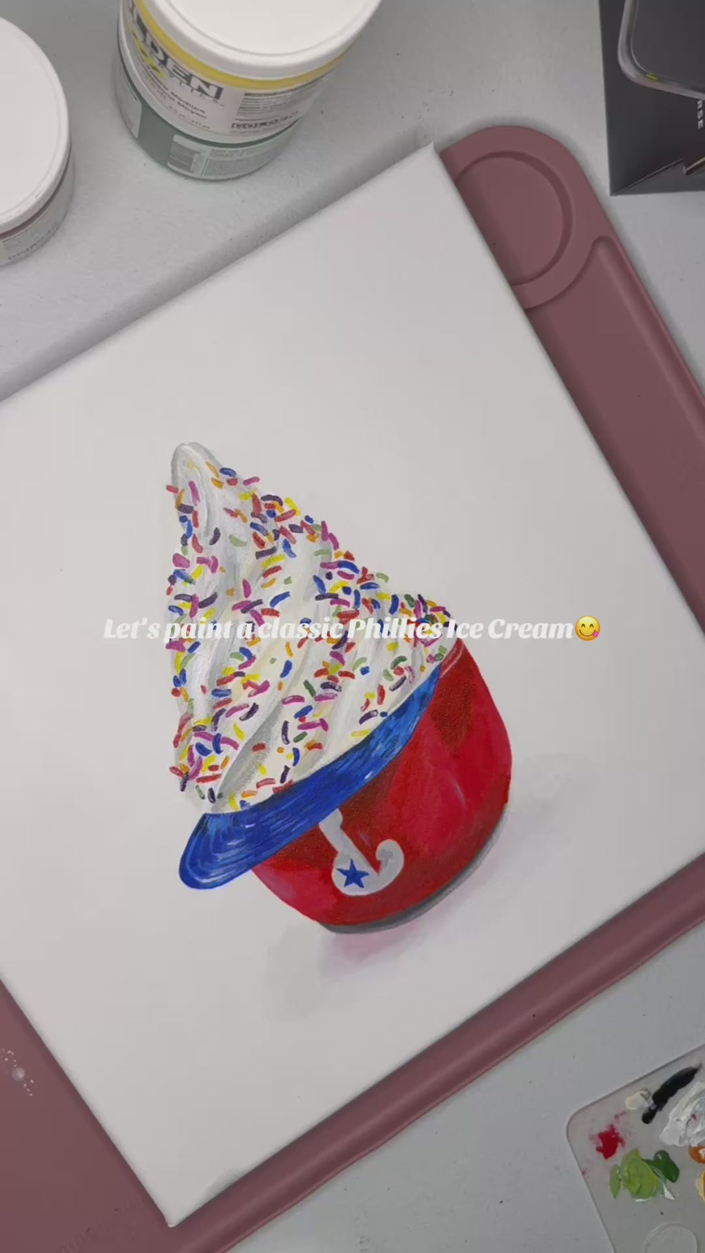 Phillies Ice Cream Hat Painting Print