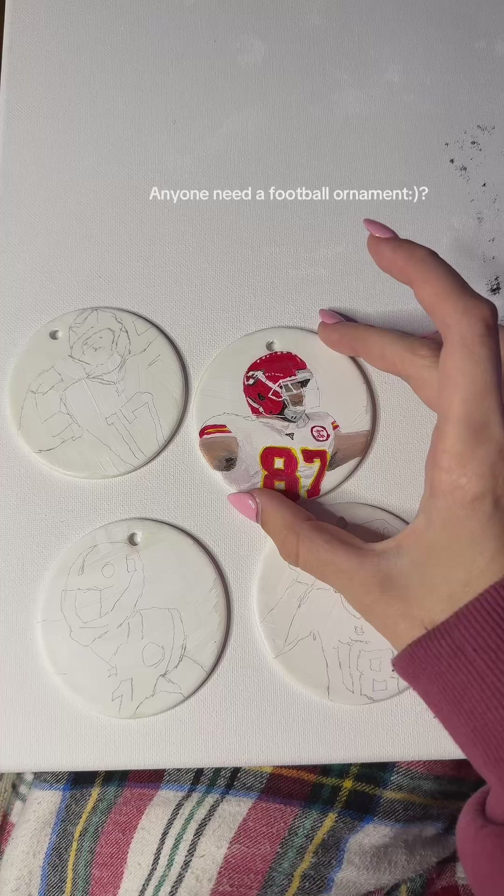 Custom Football Player Ceramic Ornament | Hand-Painted 2.75" Round | Personalized NFL-Inspired Gift